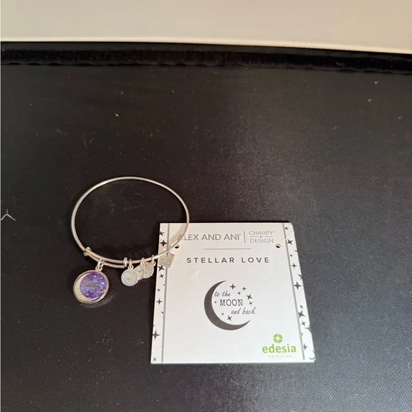 Alex and Ani Silver and blue “Love to the moon and Back” Charm Bracelet - Picture 2 of 2